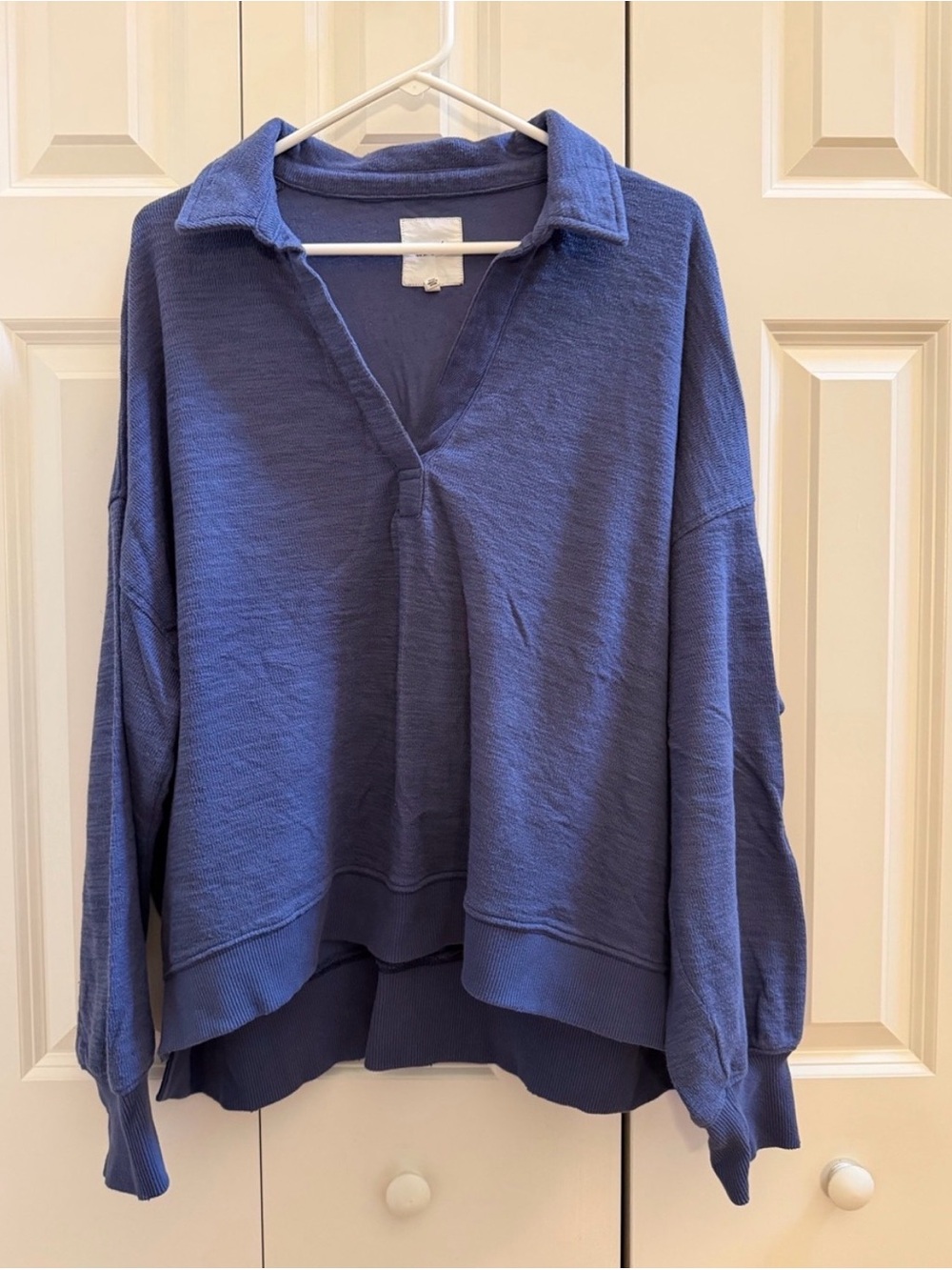 aerie Indigo V-Neck Collared Pullover